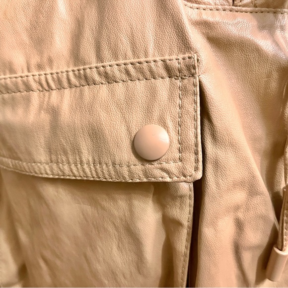 ZARA Limited Edition Faux Leather Jacket Outerwear Size M-L Caramel Tan Khaki - Picture 12 of 14